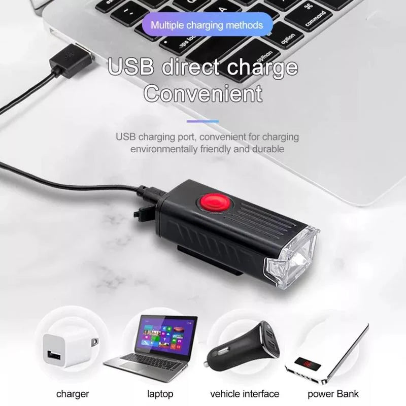 Light up Your Ride! 🔦🚴♂️ USB Rechargeable LED Bike Headlight & Tail Light Combo! #Cyclingessentials #Bikesafety