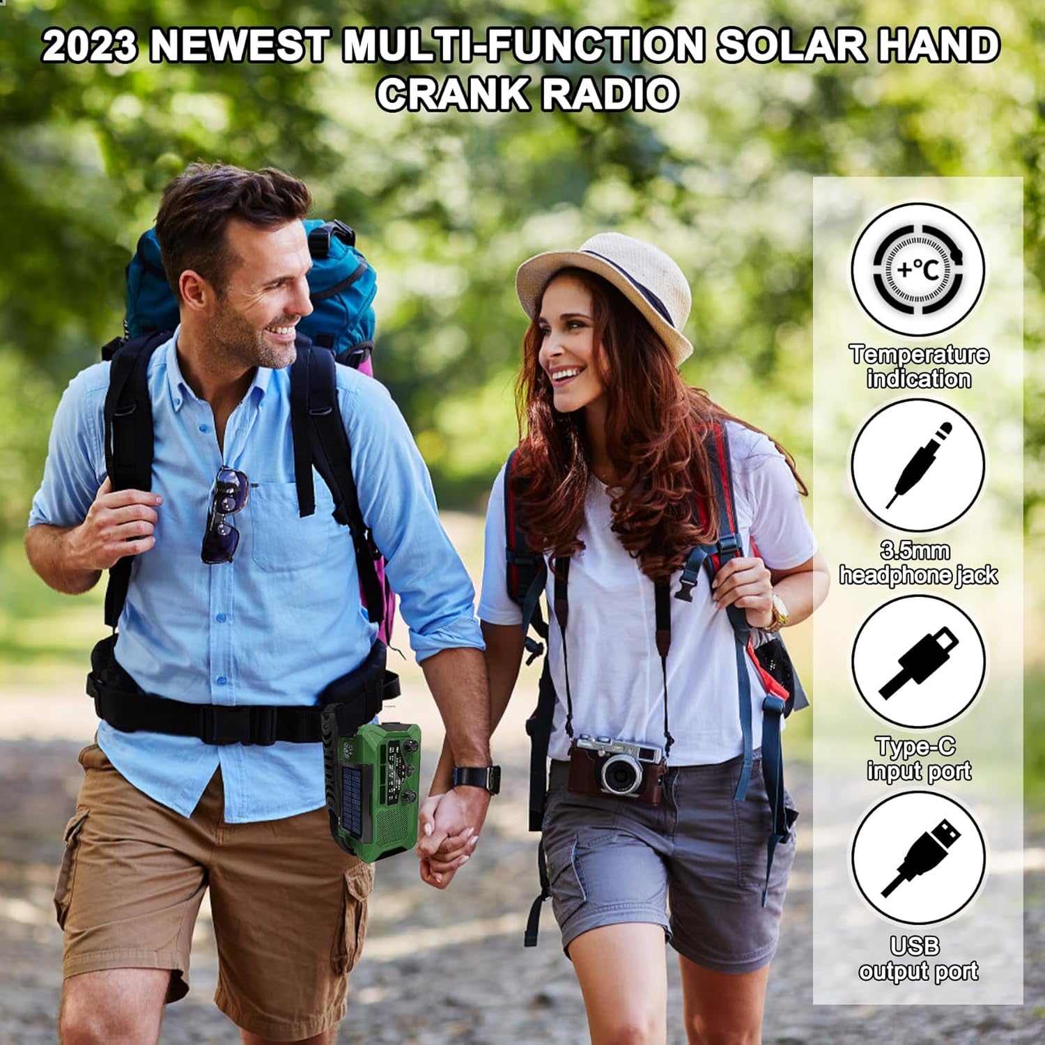10000Mah Emergency Weather Radio with Solar Charging, Hand Crank Radio Solar Radio Portable Radio AM/FM/NOAA Radio LED Flashlight Reading Lamp Compass Phone Charger SOS Alarm for Outdoor Camping