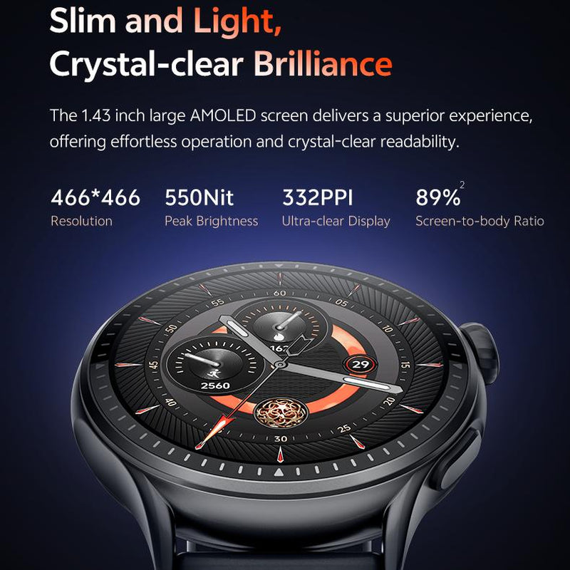 Round Screen Smartwatch, 1.43In HD 3ATM Waterproof, Equipped with Heart Rate Detection, Sleep Monitoring, and Step Tracking,100 Sports Modes Movement Monitor Holiday Gifts Fashion Watches