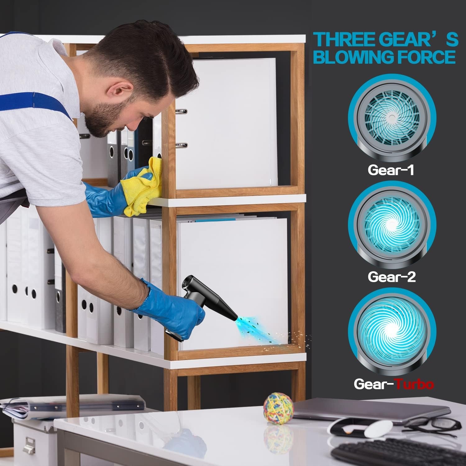 Compressed Air Duster 3 Gears 180000RPM Electric Air Duster for Deep Cleaning Keyboard&Pc-Adjustable Rechargeable Cordless Dry Blower Air Blower for Home and Car Compressed Air Cans