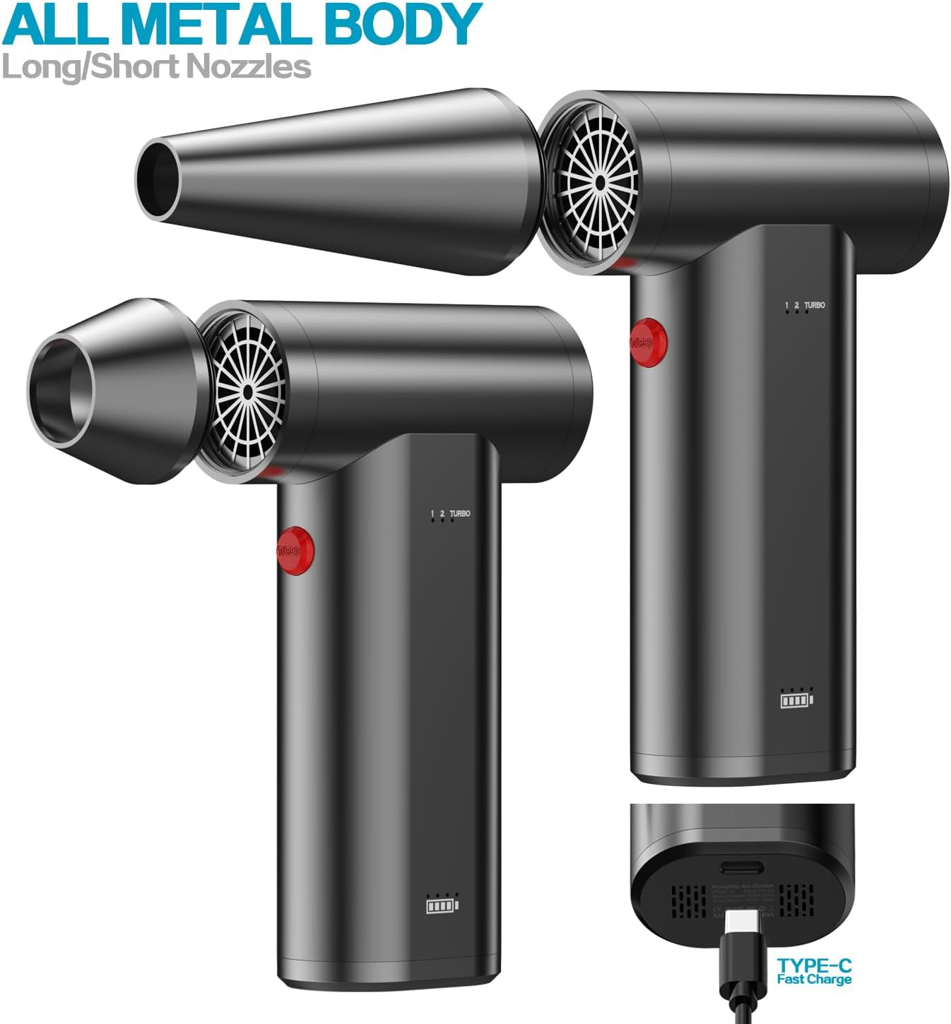 Compressed Air Duster 3 Gears 180000RPM Electric Air Duster for Deep Cleaning Keyboard&Pc-Adjustable Rechargeable Cordless Dry Blower Air Blower for Home and Car Compressed Air Cans