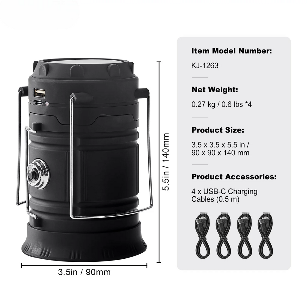 LED Camping Lanterns Portable Rechargeable Lights as Battery Bank 4 Pcs