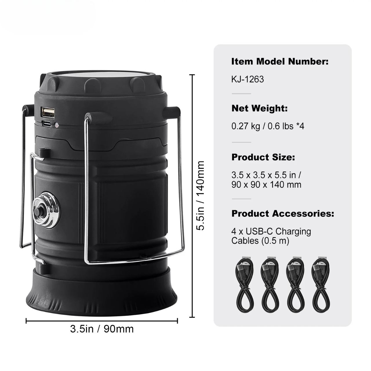 LED Camping Lanterns Portable Rechargeable Lights as Battery Bank 4 Pcs