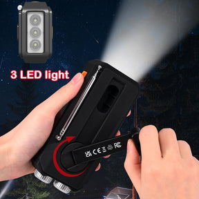 Emergency Hand Crank Radio with 3 LED Flashlight, AM/FM/NOAA Portable Weather Radio with Phone Charger, Solar Powered USB Charged Radio for Indoor Outdoor Camping, SOS Alarm (WB01 Green)