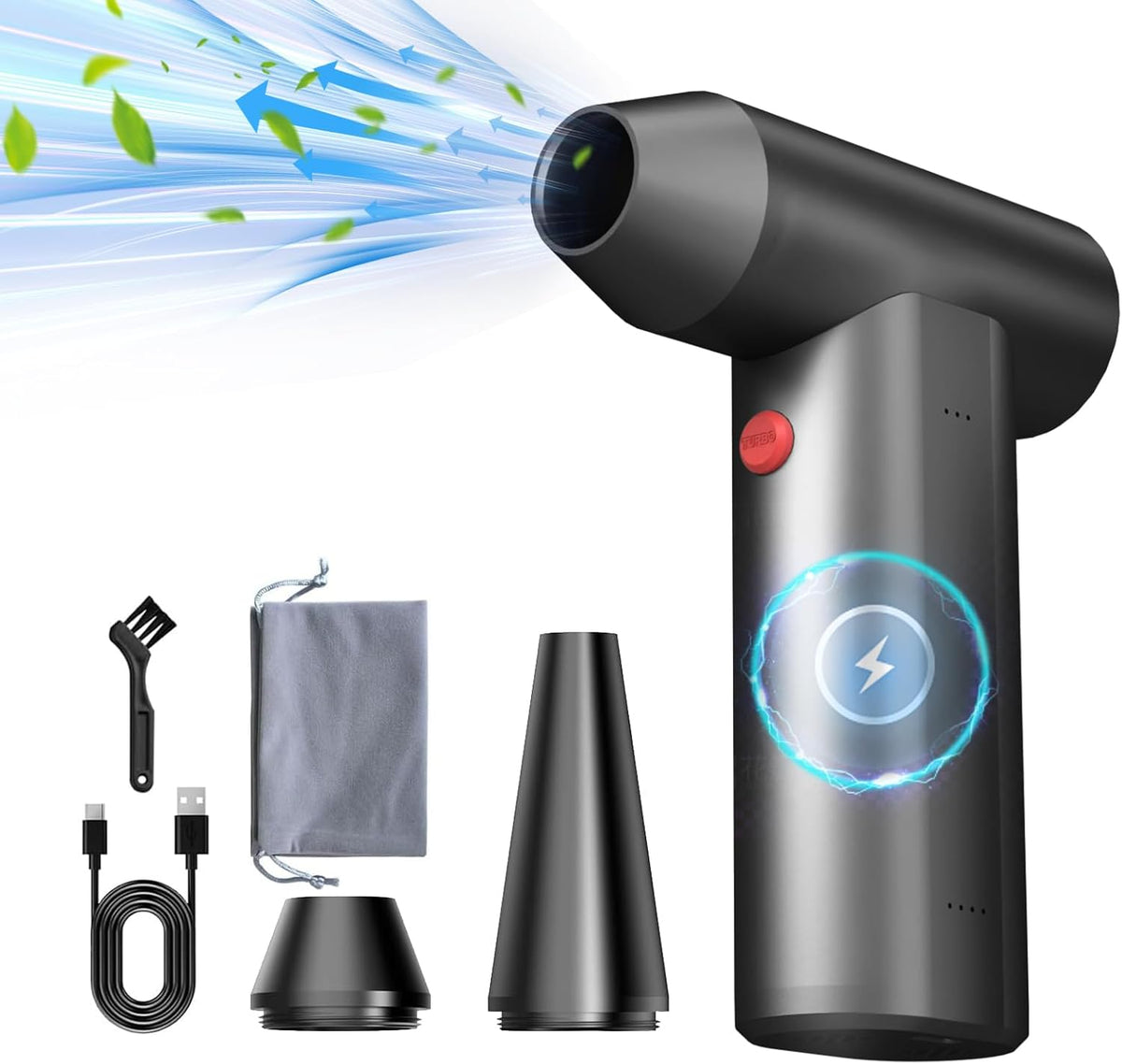 Compressed Air Duster 3 Gears 180000RPM Electric Air Duster for Deep Cleaning Keyboard&Pc-Adjustable Rechargeable Cordless Dry Blower Air Blower for Home and Car Compressed Air Cans