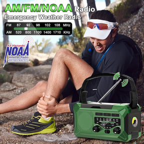 10000Mah Emergency Weather Radio with Solar Charging, Hand Crank Radio Solar Radio Portable Radio AM/FM/NOAA Radio LED Flashlight Reading Lamp Compass Phone Charger SOS Alarm for Outdoor Camping