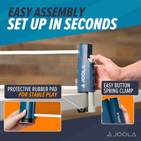 Retractable Ping Pong Net for Any Table - Portable Table Tennis Net and Post Set Stretches 5.75' & Clamps up to 2" Thick - Optional Racket and Ball Set, Games for Family