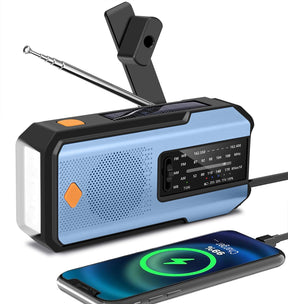 Emergency Hand Crank Radio with 3 LED Flashlight, AM/FM/NOAA Portable Weather Radio with Phone Charger, Solar Powered USB Charged Radio for Indoor Outdoor Camping, SOS Alarm (WB01 Green)