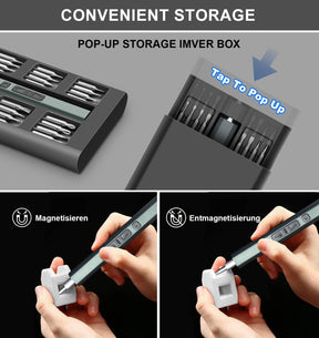 Mini Electric Screwdriver, 66 in 1 Electric Screwdriver Kit, 2 Torque Settings, Pop-Up Magnetic Case, Precision Screwdriver Cordless Repair Tool for Eyeglasses,Laptop,Watch,Camera,Console