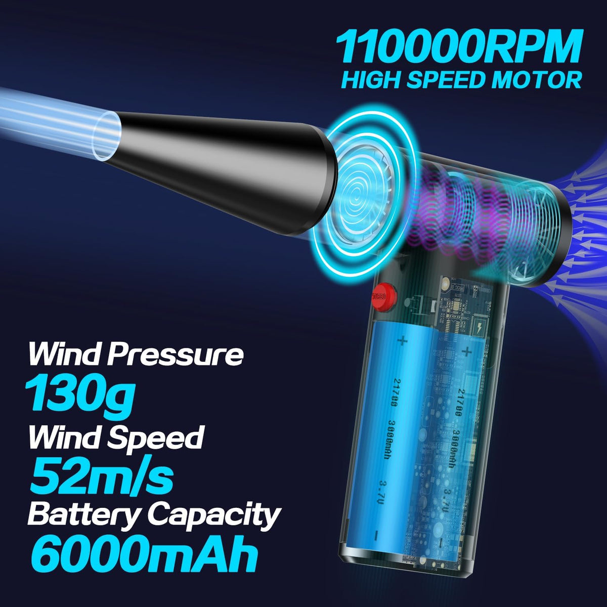 Compressed Air Duster 3 Gears 180000RPM Electric Air Duster for Deep Cleaning Keyboard&Pc-Adjustable Rechargeable Cordless Dry Blower Air Blower for Home and Car Compressed Air Cans