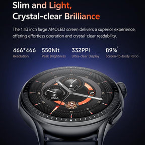 Round Screen Smartwatch, 1.43In HD 3ATM Waterproof, Equipped with Heart Rate Detection, Sleep Monitoring, and Step Tracking,100 Sports Modes Movement Monitor Holiday Gifts Fashion Watches